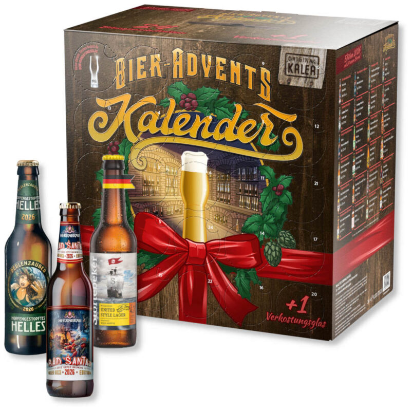 PIWNY KALENDARZ ADWENTOWY 2026 WERSJA NIEMCY 24x0,33l + SZKLANKA